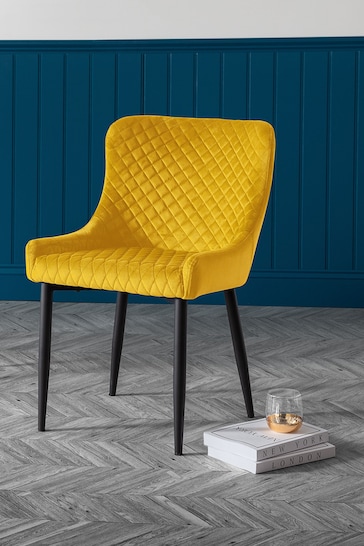 Julian Bowen Set of 2 Mustard Yellow Luxe Velvet Dining Chairs