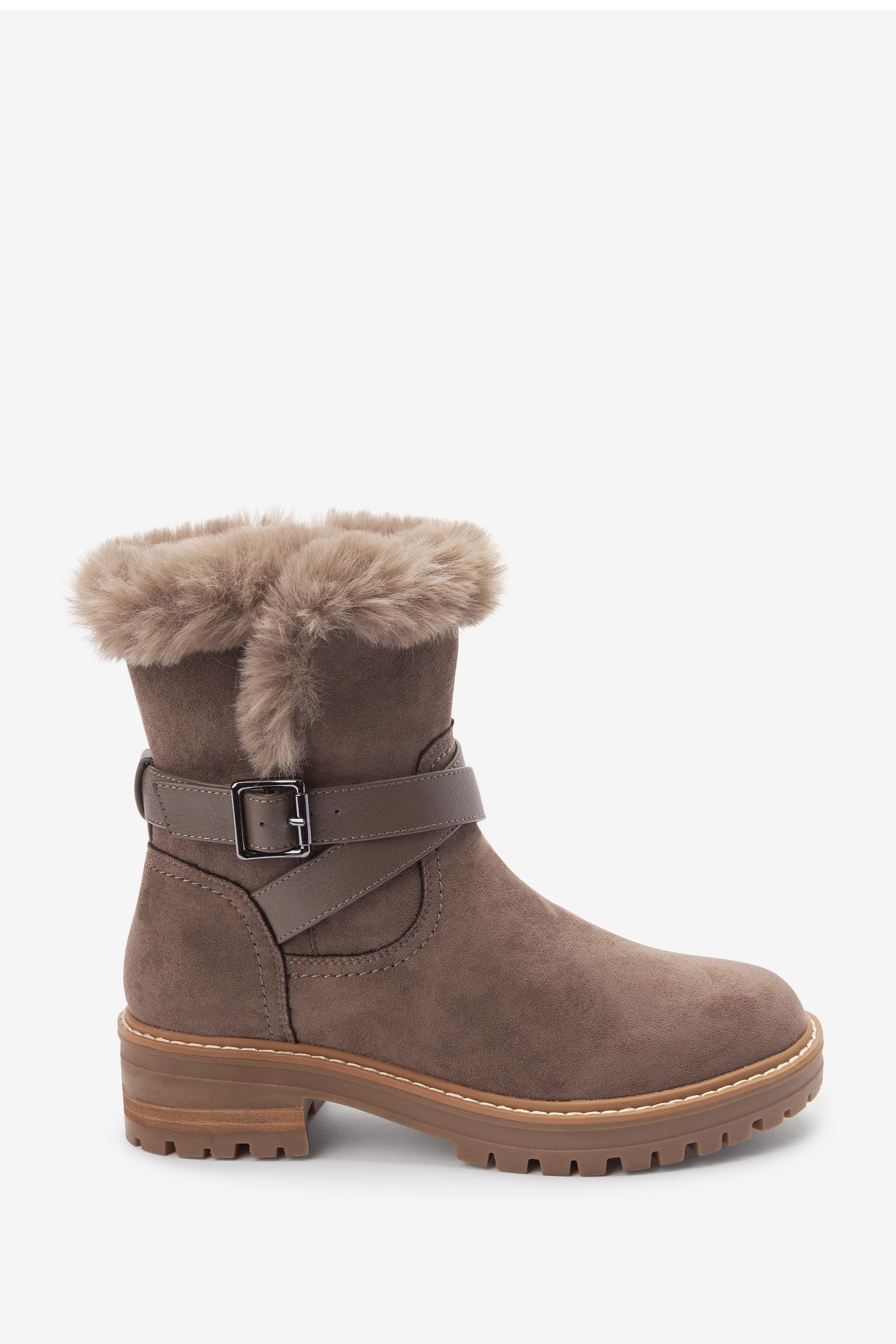 Buy Grey Extra Wide Fit Forever Comfort Faux Fur Lined Buckle