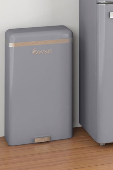 Swan Grey Retro 45L Square Sensor Grey Bin