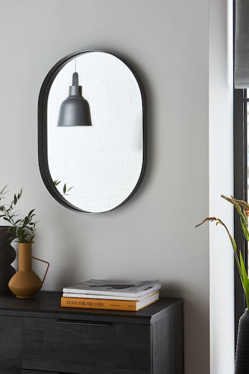 Black Oval 65x45cm Wall Mirror