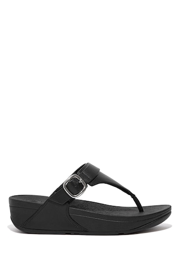 Fitflop Black Lulu Adjustable Leather Toe-Post Sandals