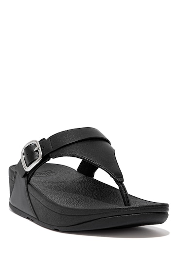 Fitflop Black Lulu Adjustable Leather Toe-Post Sandals