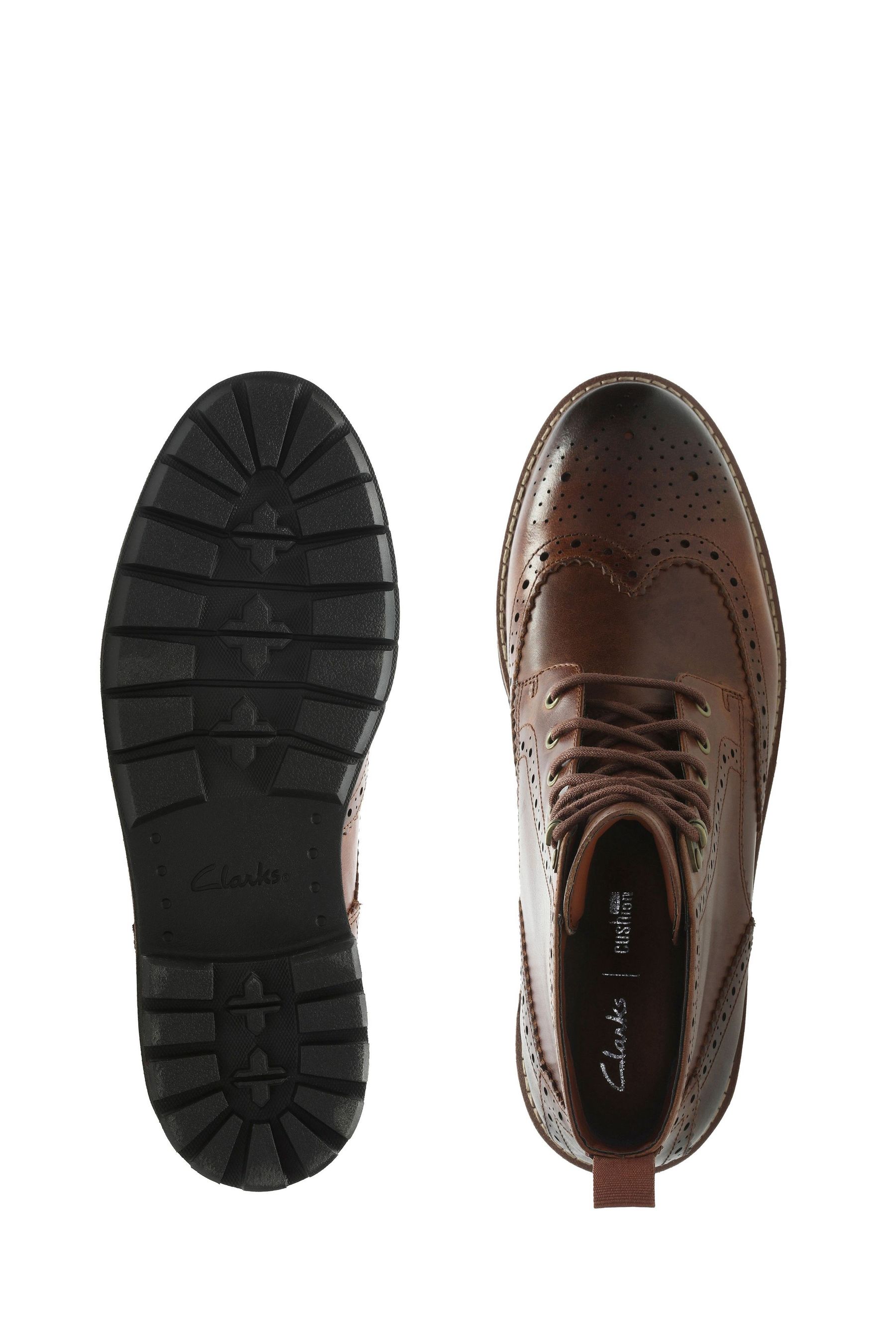 Clarks Dark Tan Brown Lea Batcombe Lord Boots