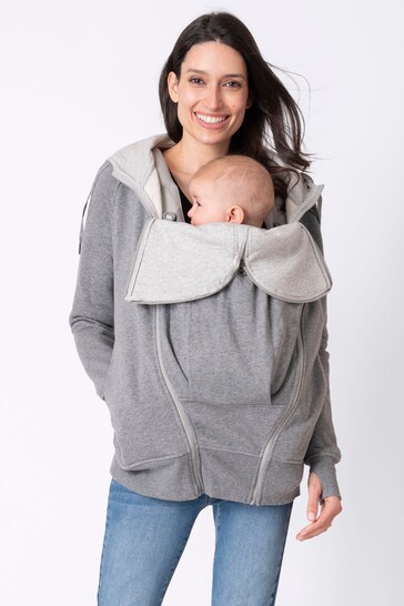 Seraphine Grey Cotton Blend 3 in 1 Maternity Hoodie