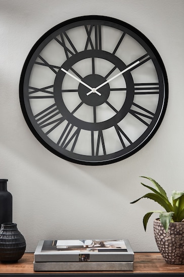 Black 45cm Roman Numeral Wall Clock