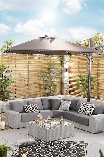 Nova Outdoor Living Grey Galaxy LED Cantilever 3m Square Parasol with Cover