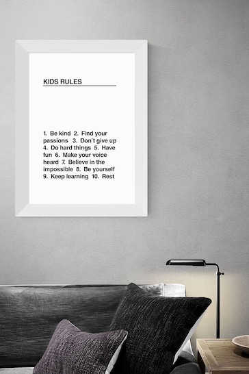 East End Prints White Kids Rules Print by The Native State