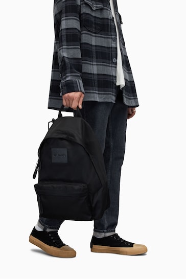 AllSaints Black Carabiner Nylon Back Bag