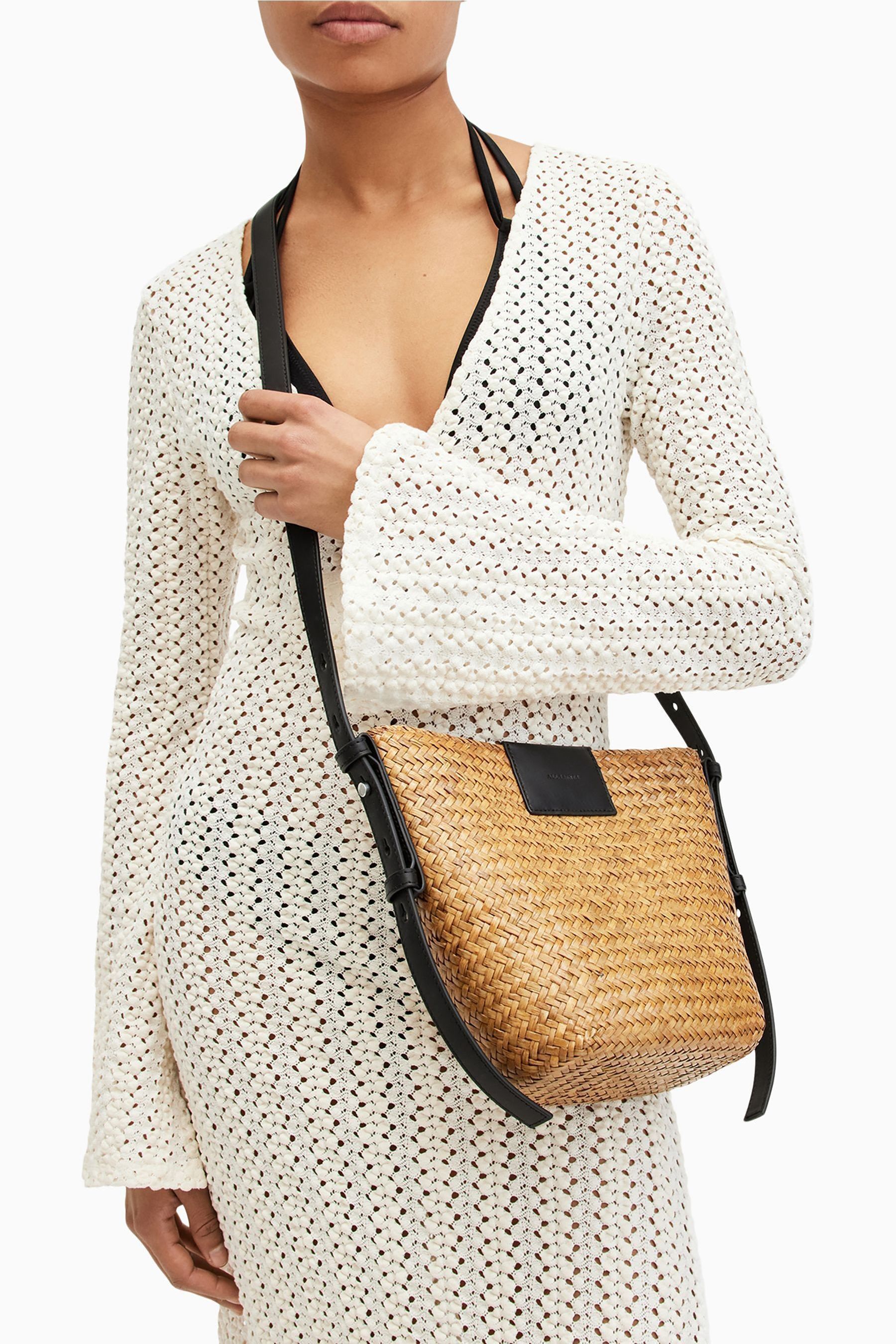 Buy AllSaints Cream Ebro Straw Crossbody Bag from the Next UK
