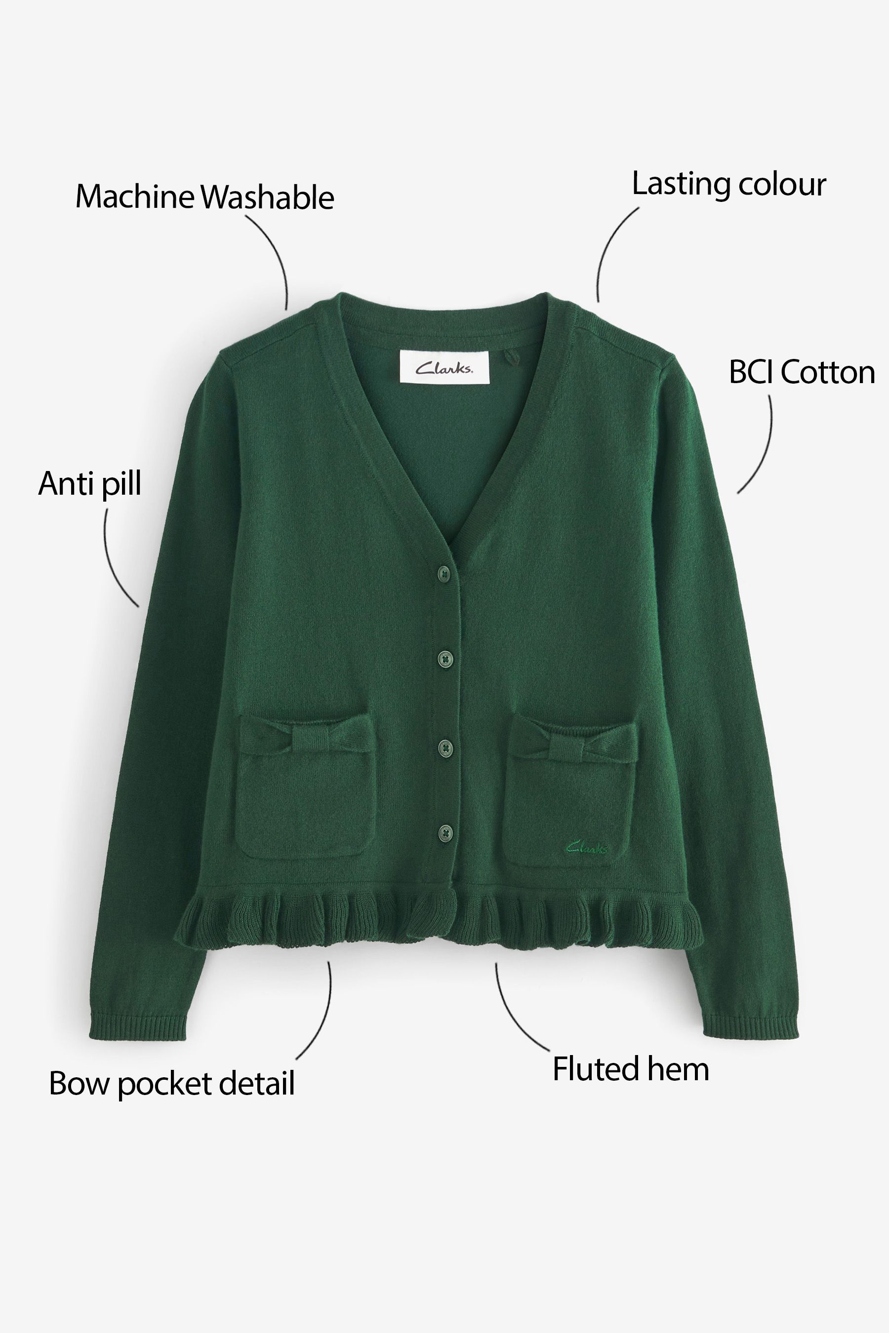 Buy Clarks Green School V Neck Cardigan from the Next UK online shop