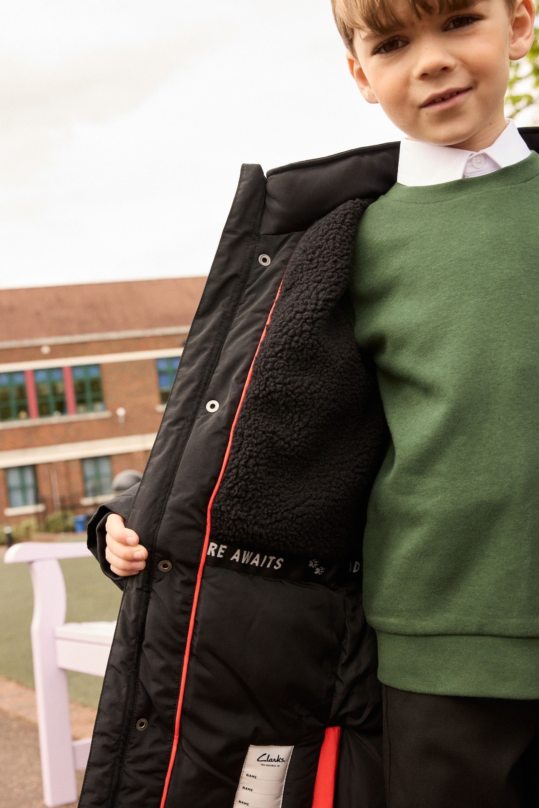 Buy Clarks Black Boys Black Waterproof Parka Coat from the Next UK