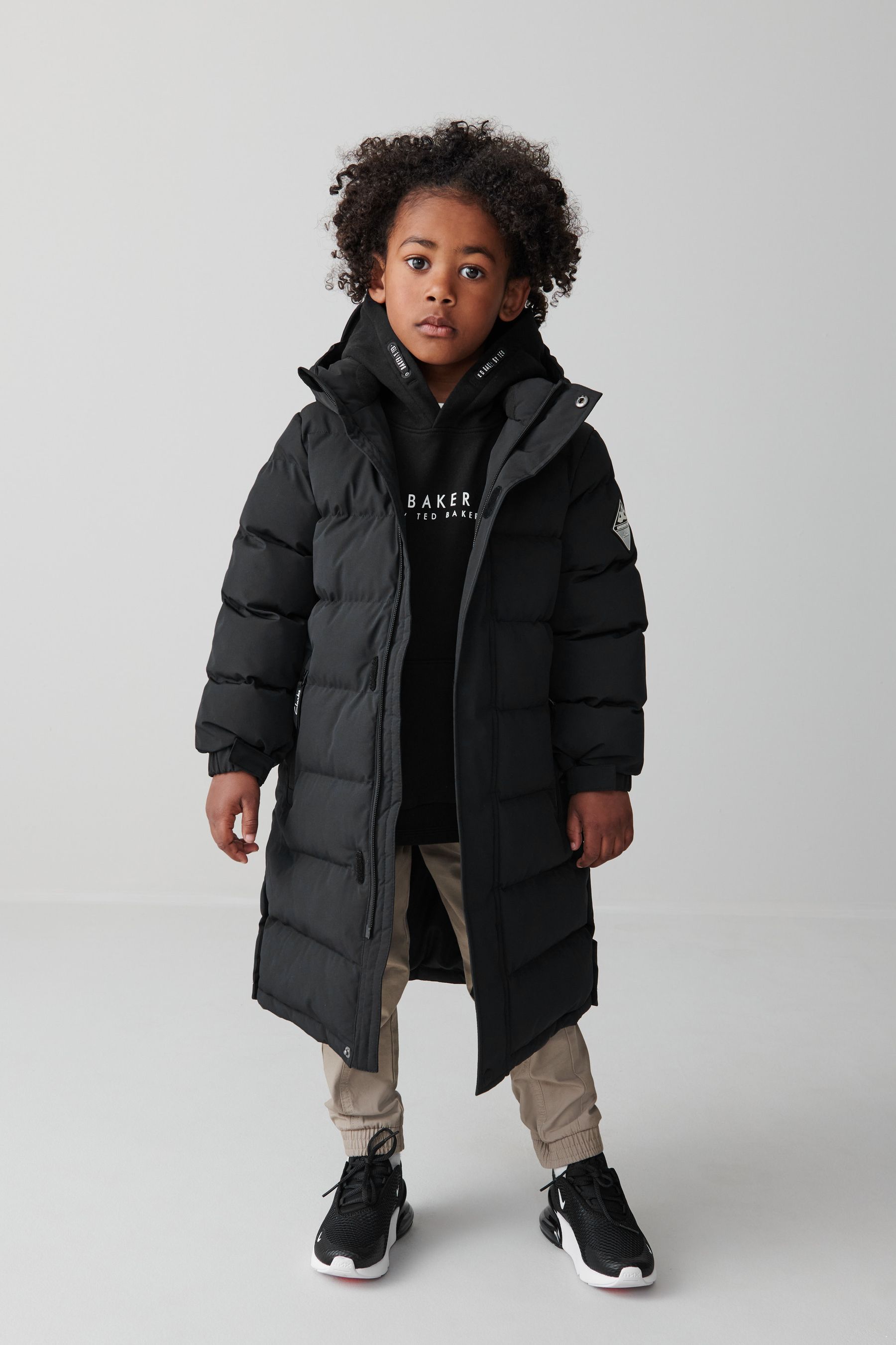 Clarks Black Long Line Black Shower Resistant Puffa Coat