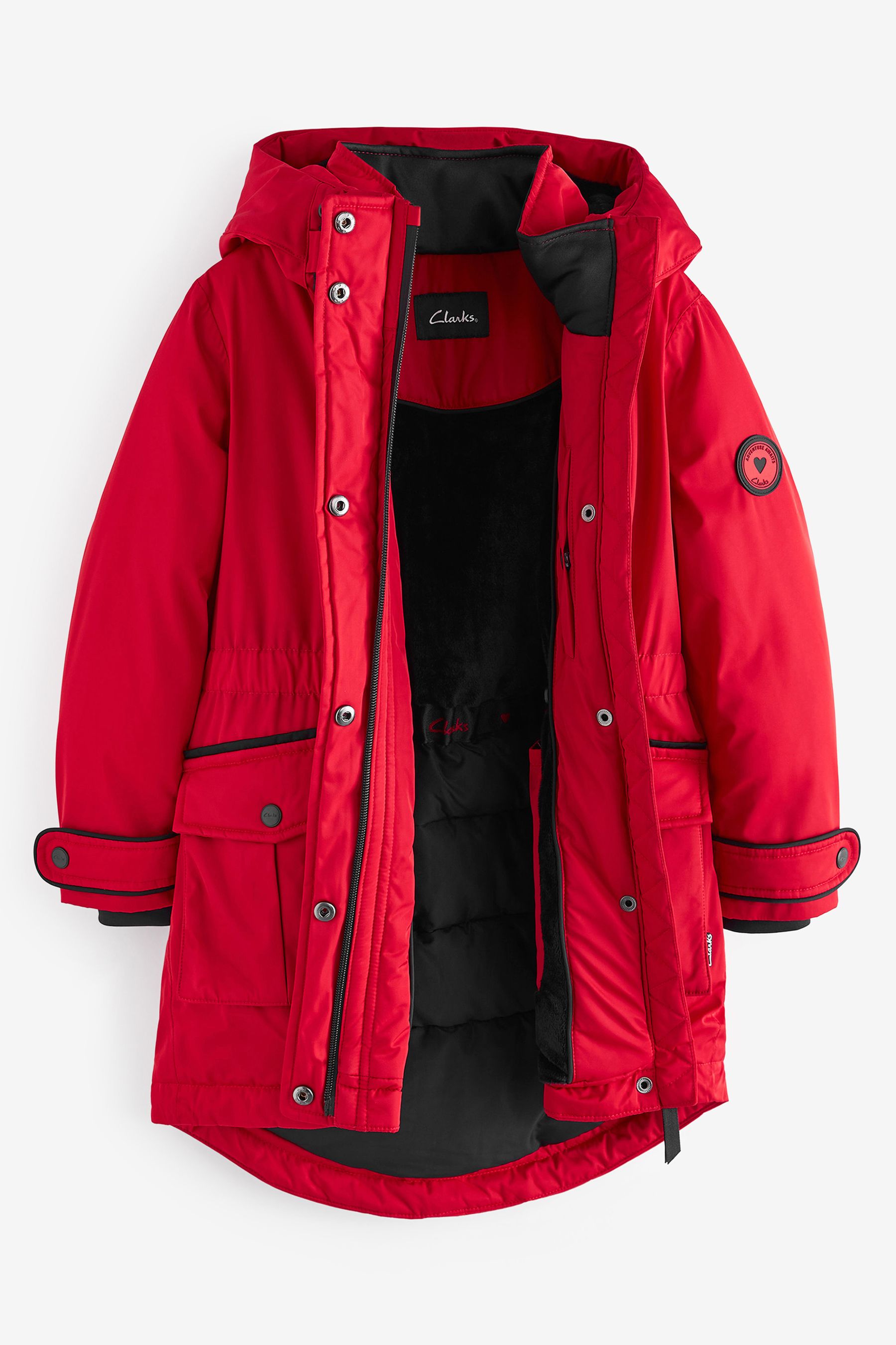 Clarks Red Waterproof Girls Parka Coat