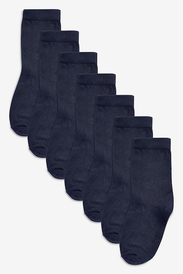 Navy Blue 7 Pack Cotton Rich Socks