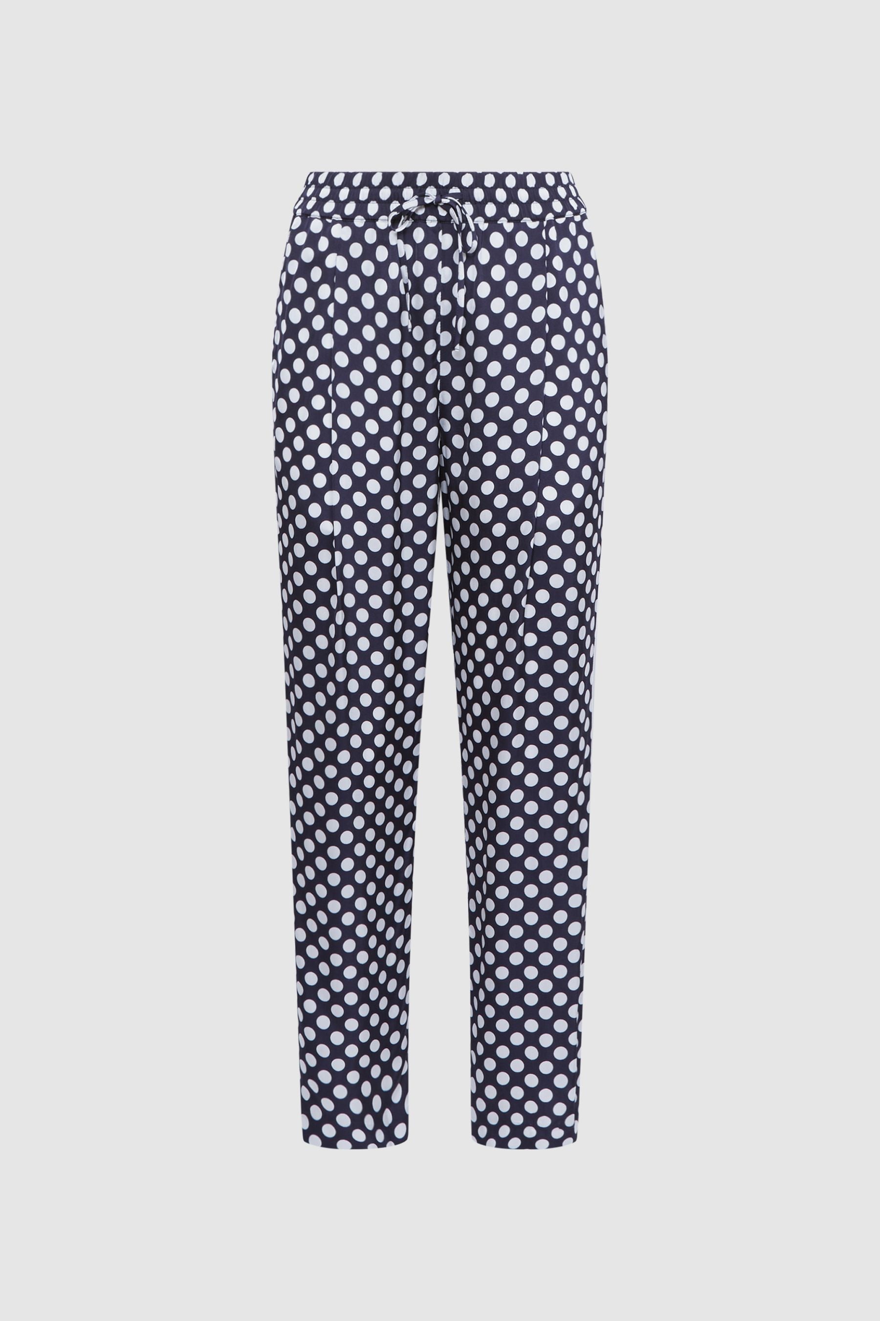 Navy polka dot cheap trousers