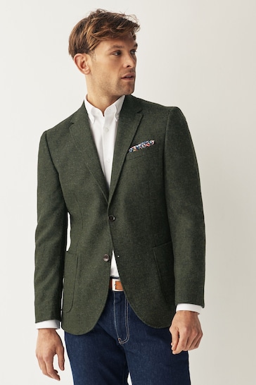 Joules Khaki Green Donegal Wool Suit Jacket