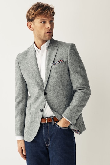 Joules Grey Donegal Wool Suit Jacket