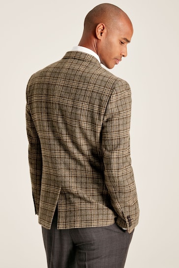 Joules Taupe Brown Check Wool Blazer