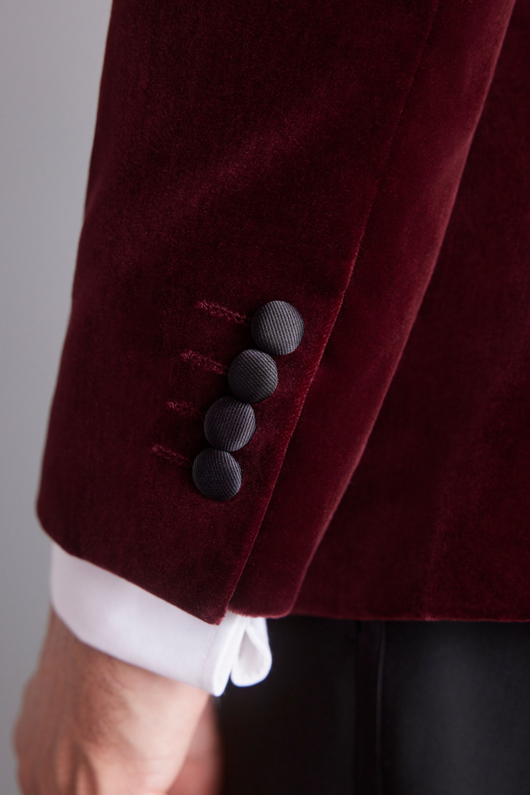Burgundy Red Slim Fit Signature Pontoglio Italian Fabric Velvet Blazer