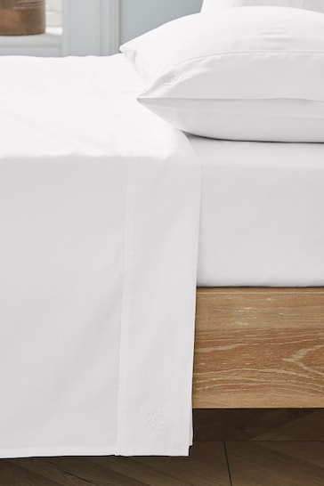 Ted Baker White Silky Smooth Plain Dye 250 Thread Count Cotton Flat Sheet