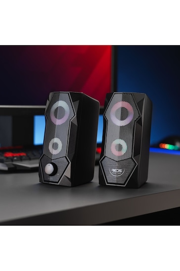 MenKind RED5 Light Up Gaming Speakers Set of 2