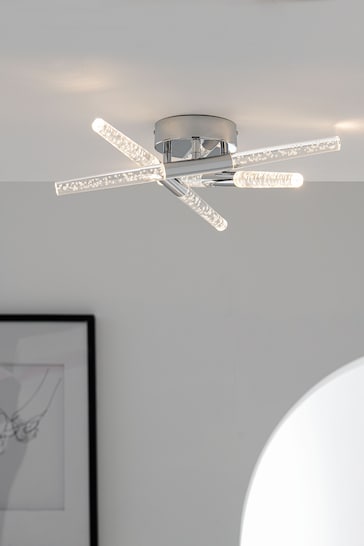 Chrome Vortex 6 Light Flush Ceiling Light Also Suitable for Use in Bathrooms