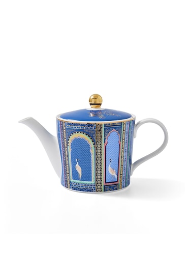 Sara Miller Blue Portmeirion Teapot with Lattice Windows