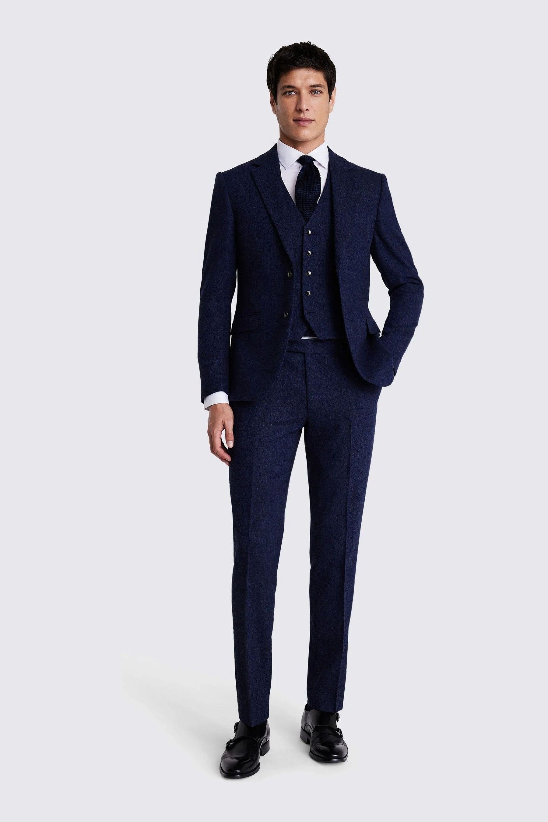 MOSS Blue Slim Fit Donegal Suit Jacket