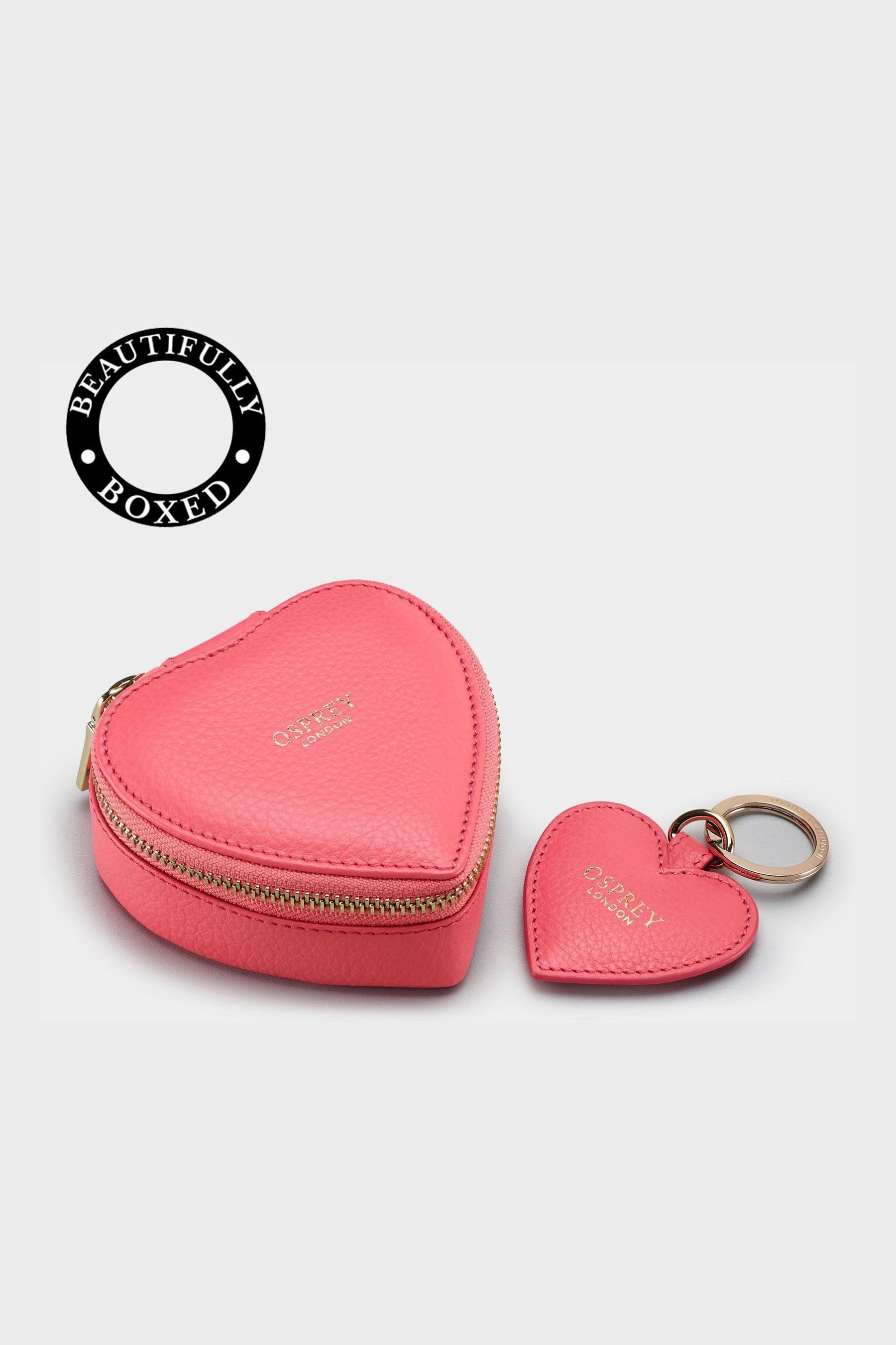 OSPREY LONDON The Tilly Heart Leather Trinket and Keyring Gift Set