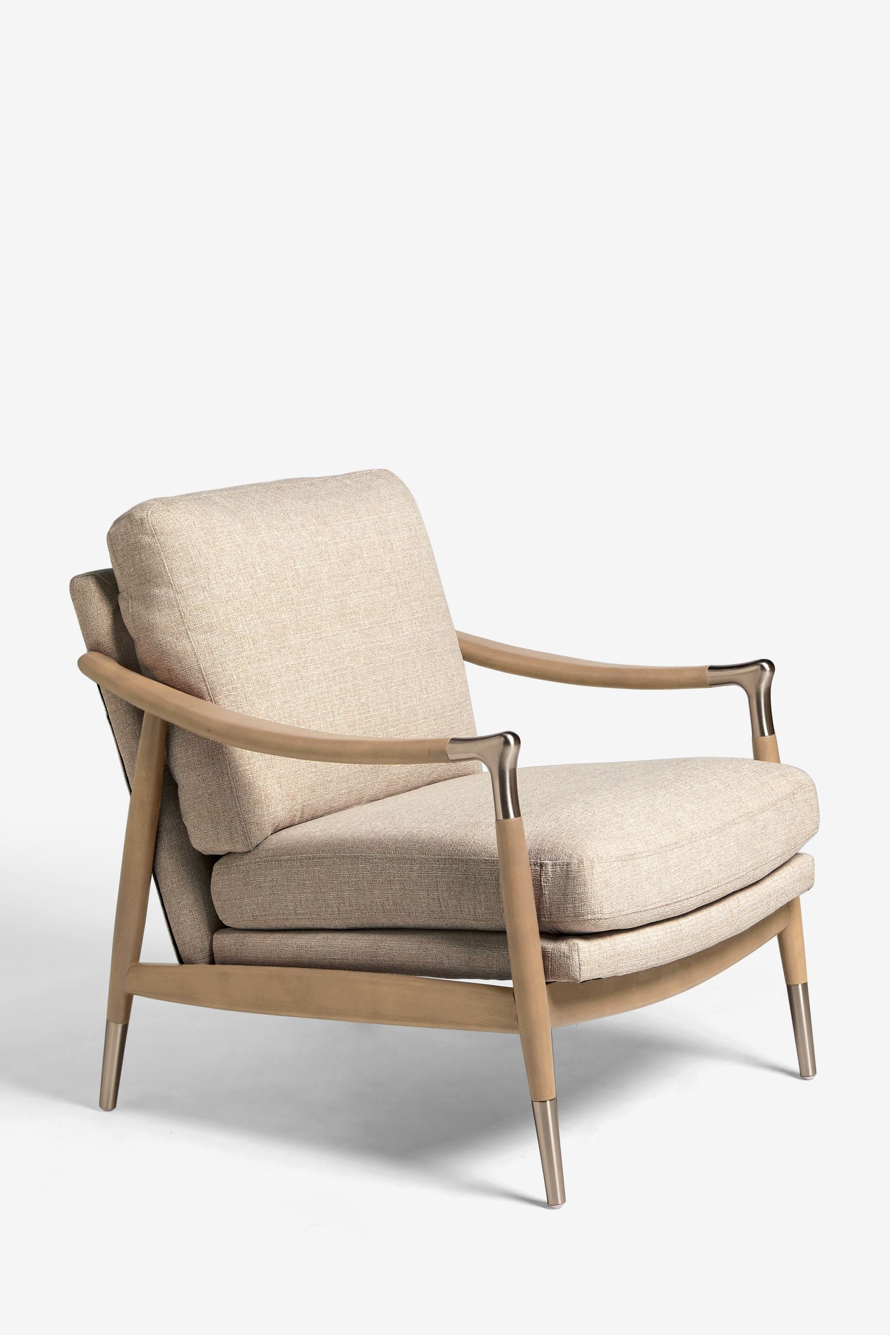 Tweedy Plain Light Natural Oak Effect Frame Flinton Wooden Accent Chair