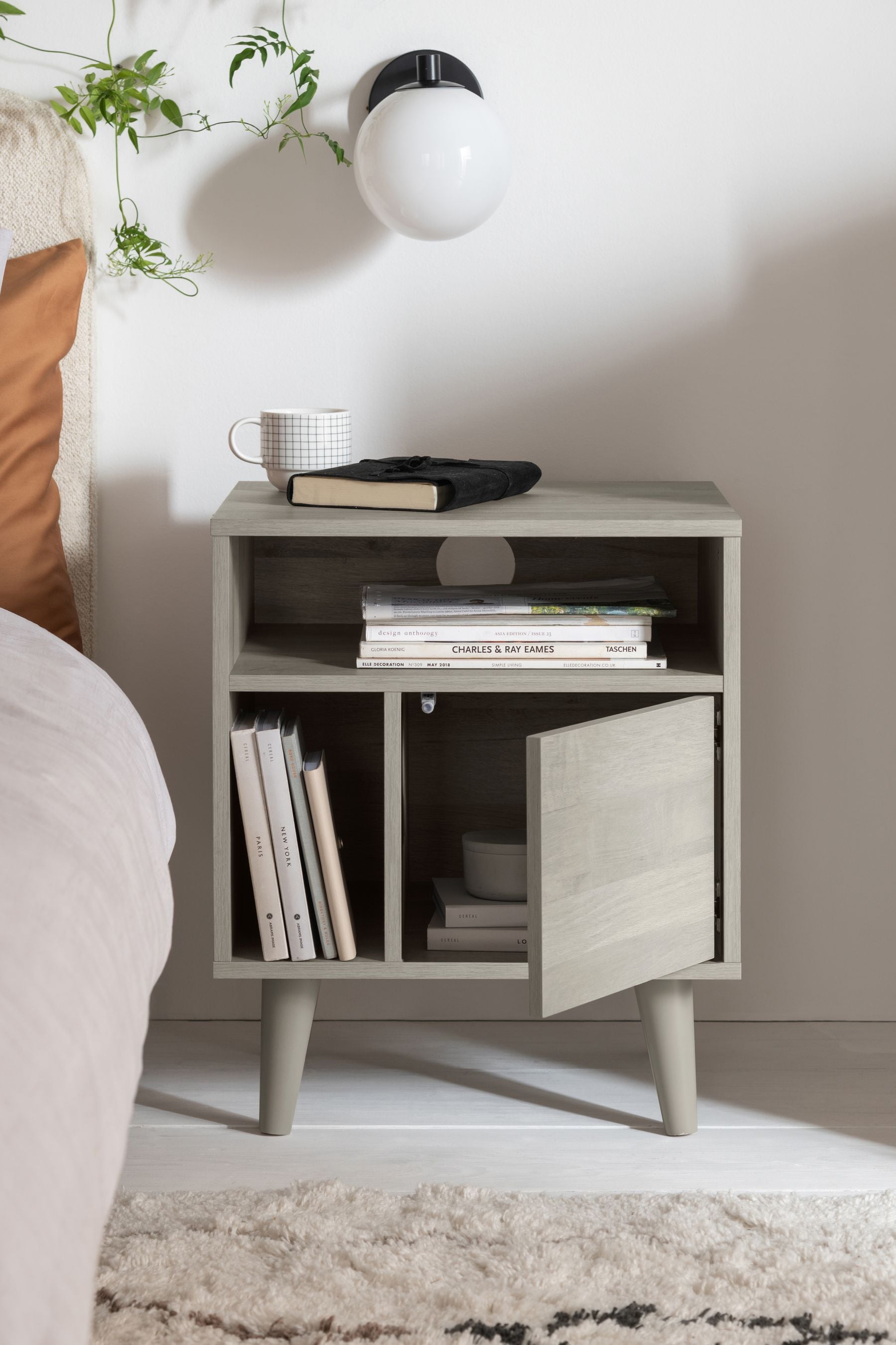 Grey oak top effect bedside table