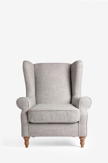 Chunky Weave Dove Grey Grande Sherlock Highback Armchair