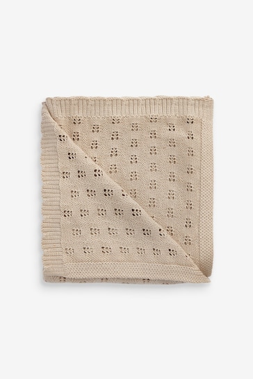 The Little Tailor Fawn Pointelle Natural Blanket