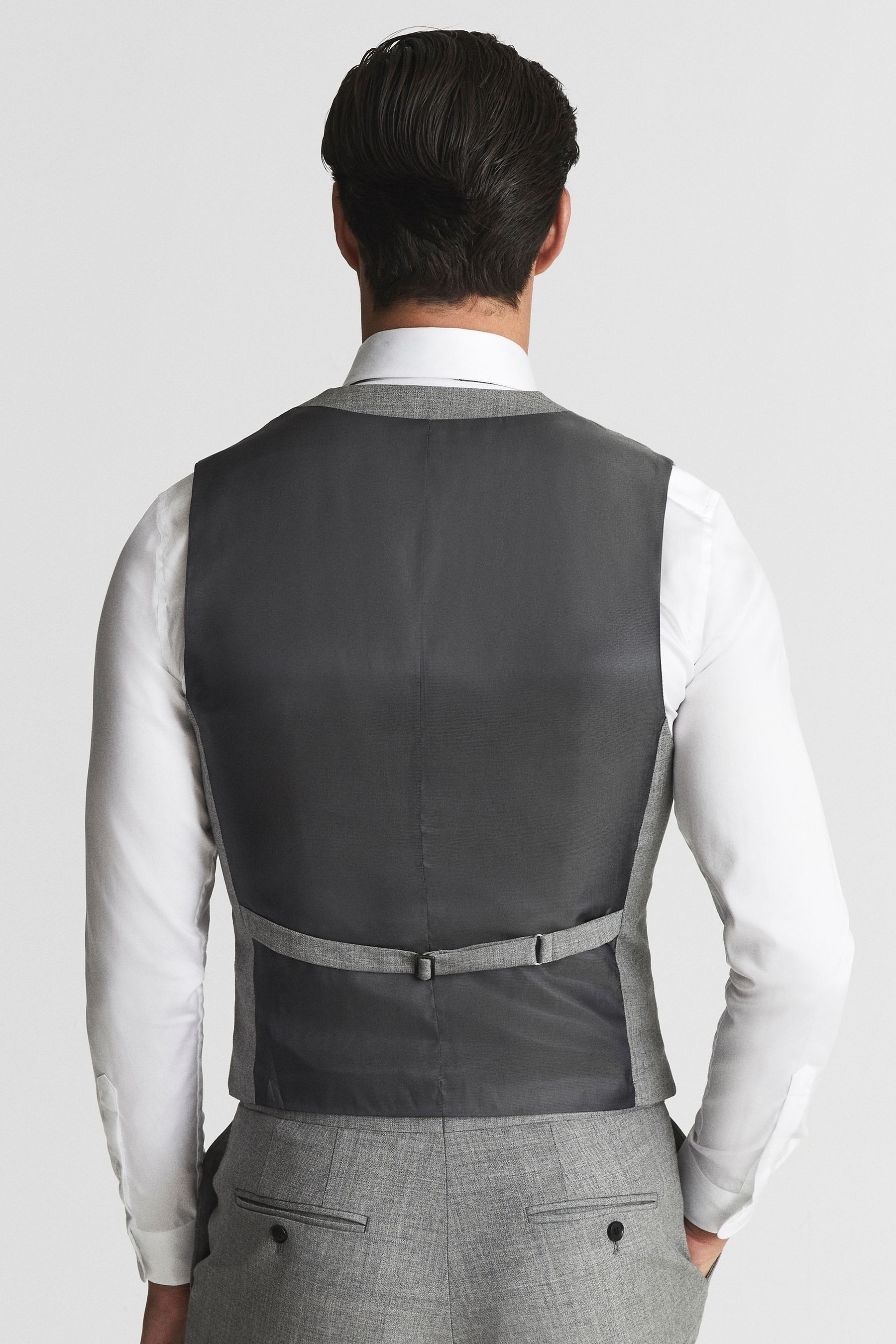 Reiss Grey Buxley Wool Wedding Suit Horseshoe Waistcoat