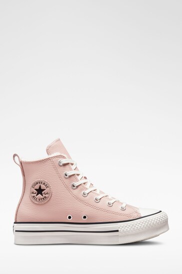Converse Pink EVA Lift Platform High Top Leather Youth Trainers