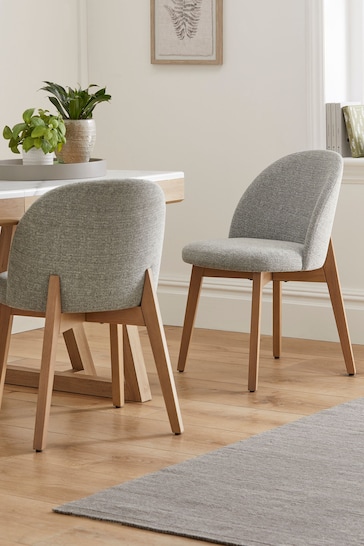 Tweedy Plain Mid Grey Oak Effect Leg Preston Oak Effect Leg Dining Chairs Set of 2
