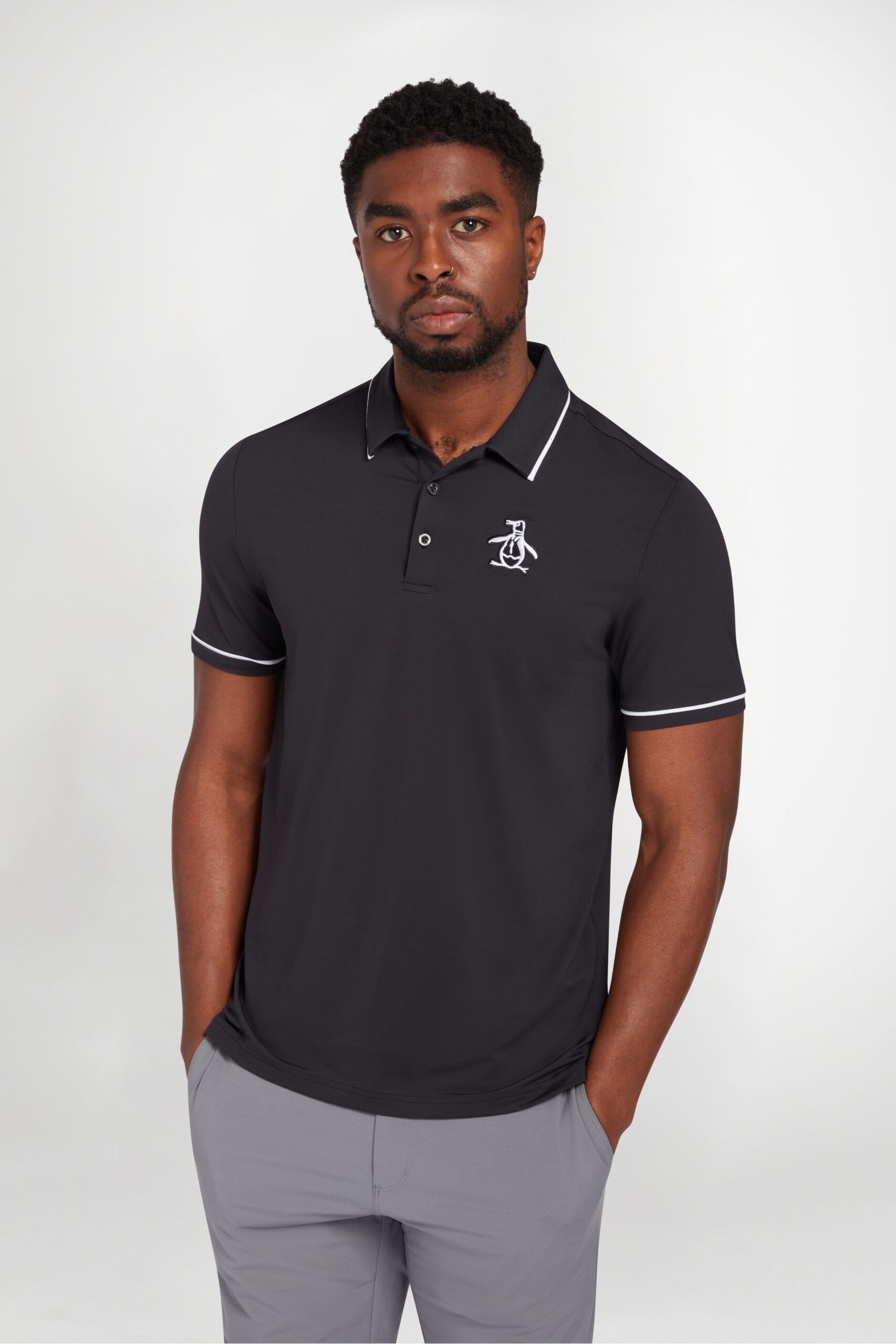 Buy Original Penguin Golf Heritage Black Polo Shirt with Large