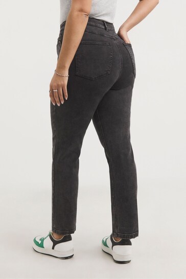 Simply Be Womens Black Wash Demi Mom Jeans