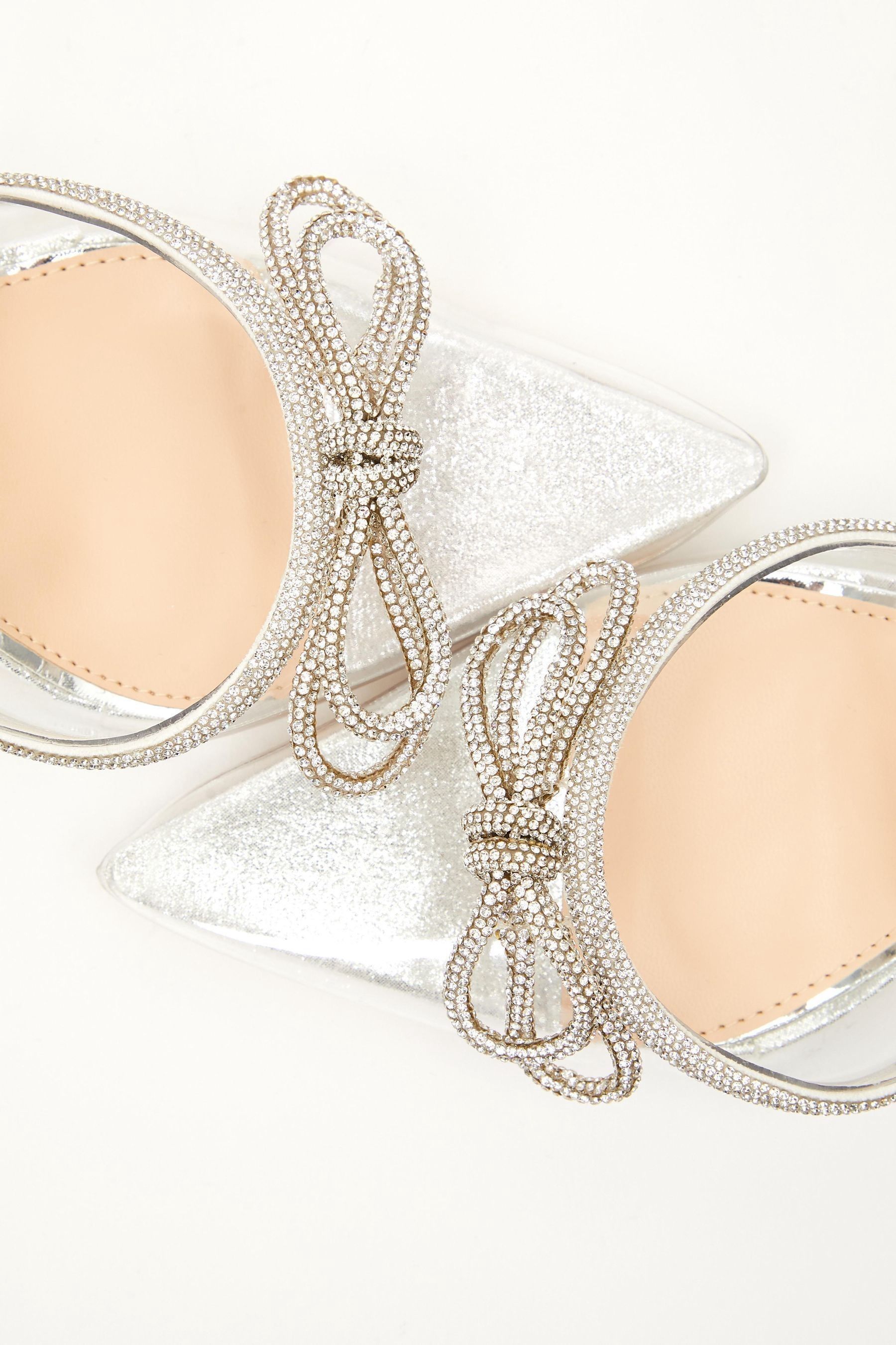 Quiz silver 2025 diamante bridal shoes