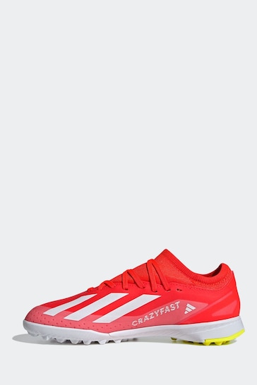 adidas Red/White Football X Crazyfast League Turf Kids Boots