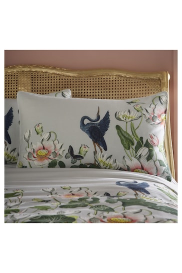 Wedgwood Dove Waterlily Duvet Cover and Pillowcase Set