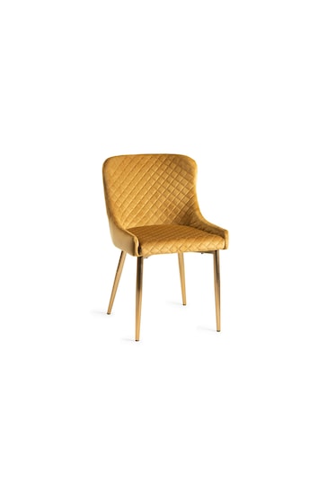 Bentley Designs Set of 2 Mustard Yellow Cezanne Velvet Fabric Chairs