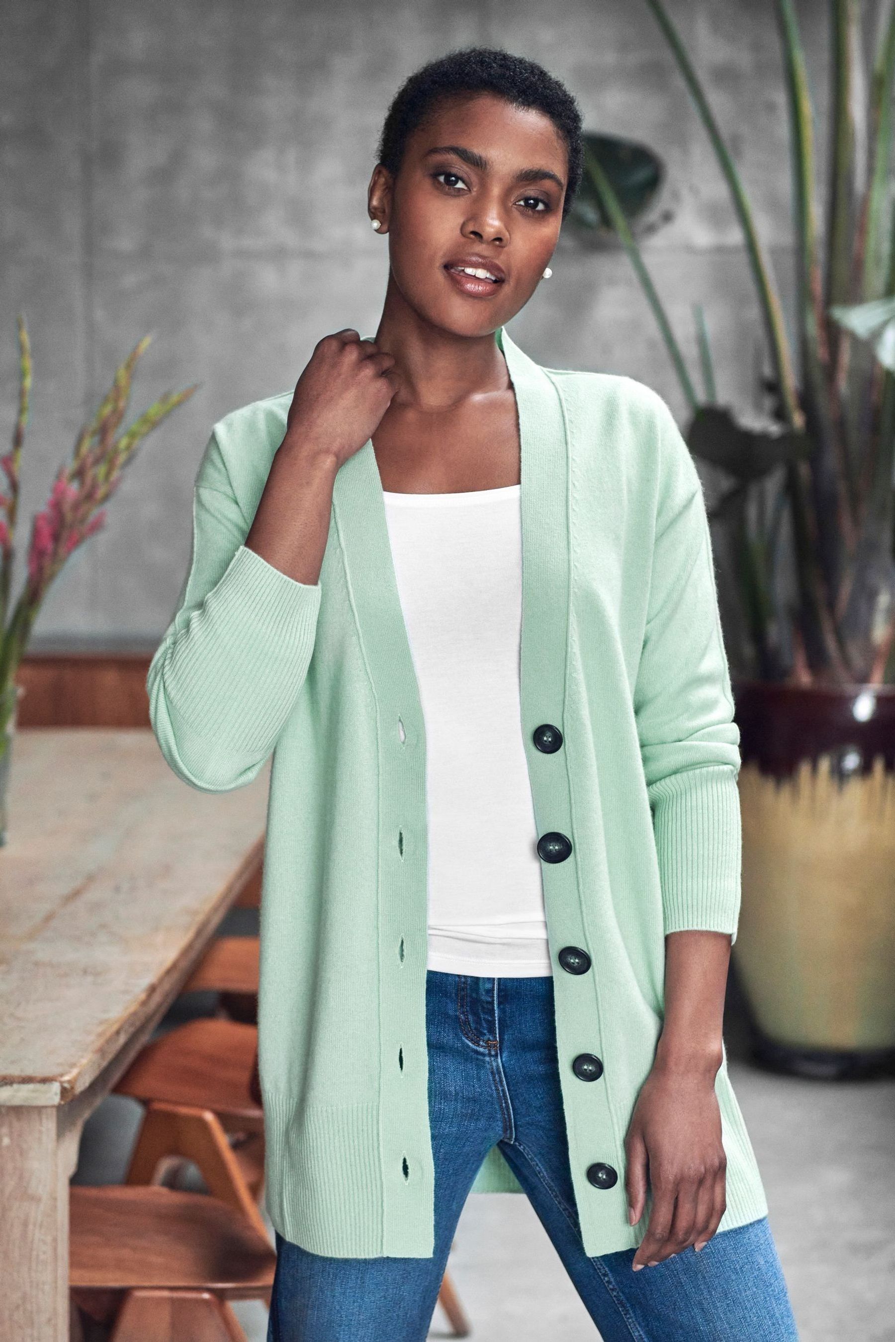 Buy Pure Collection Natural Cashmere Boyfriend Cardigan from the