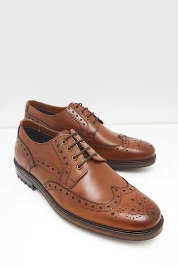White Stuff Natural Arlo Brogue Leather Shoes