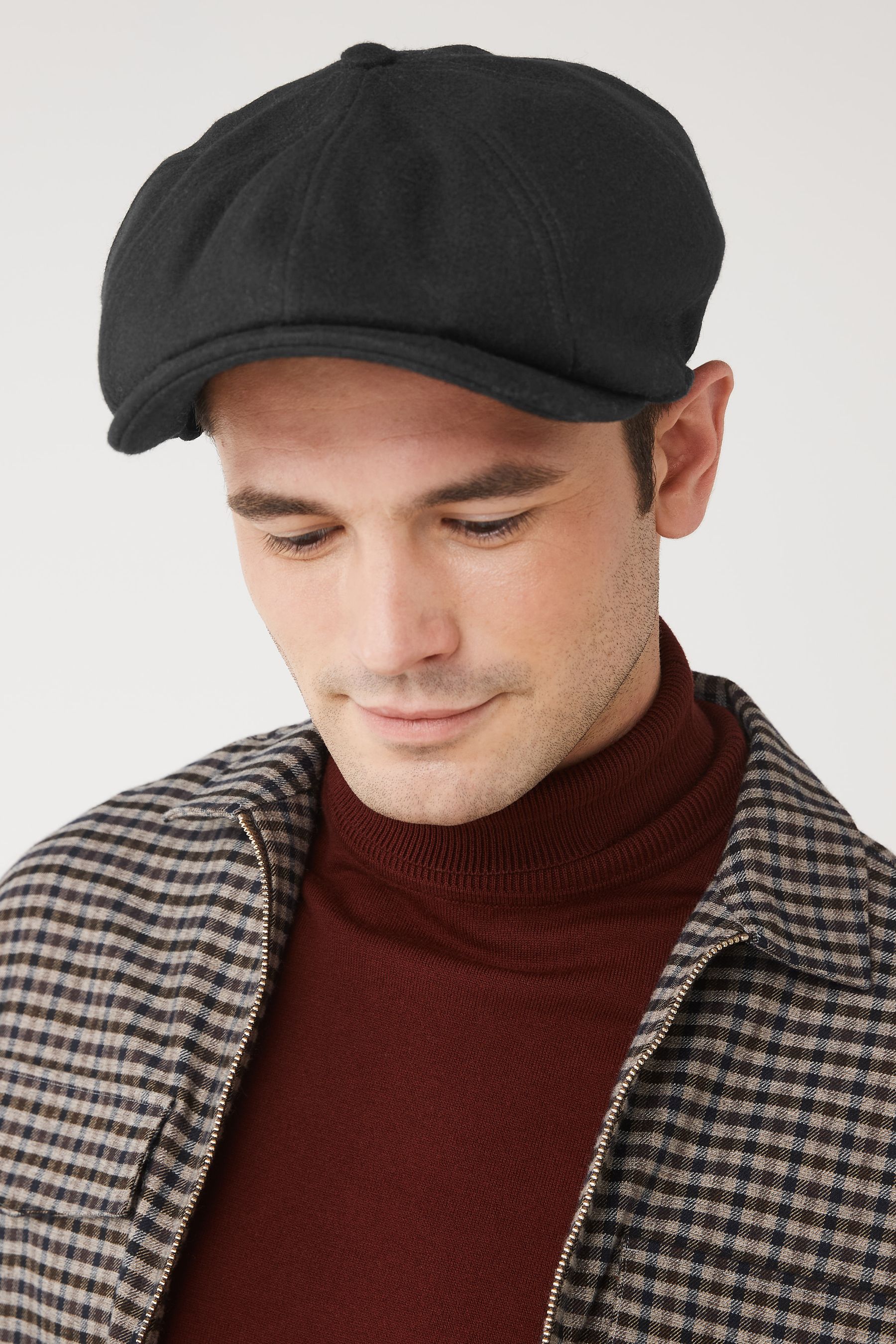 Mens black clearance baker boy hat
