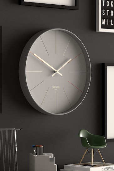 Space Hotel Grey District 12 Grey Wall Clock