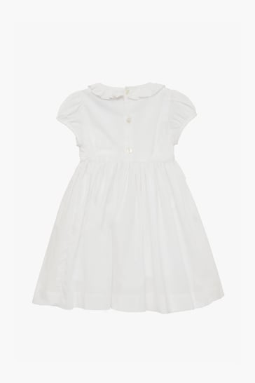 Trotters London Little Willow White Rose Hand Smocked Dress