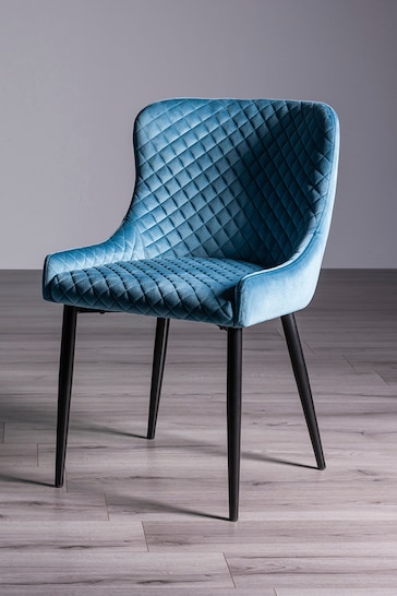 Bentley Designs Set of 2 Petrol Blue Cezanne Velvet Fabric Chairs