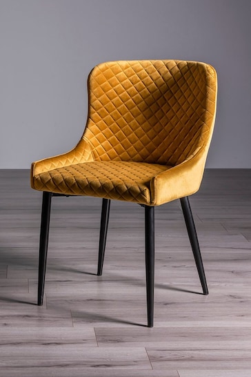 Bentley Designs Set of 2 Mustard Yellow Cezanne Velvet Fabric Chairs