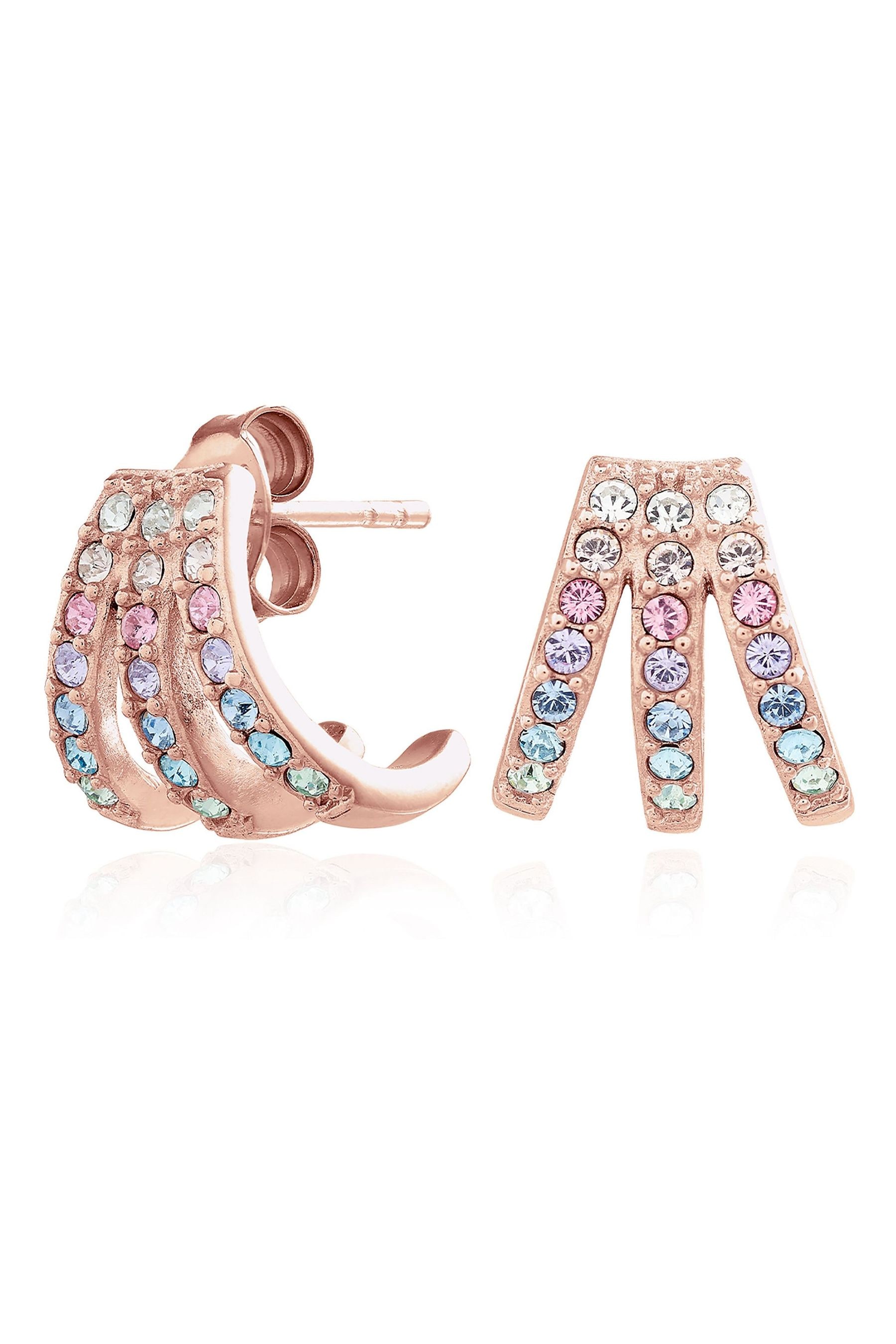 Buy Olivia Burton Rose Gold Tone Rainbow Halo Claw Earrings from